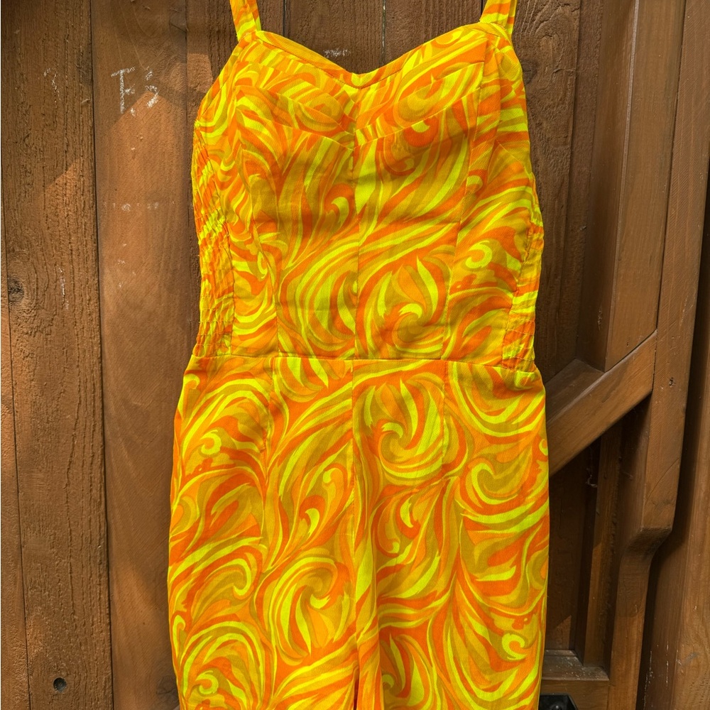 Amazing vintage swimsuit in orange and yellow